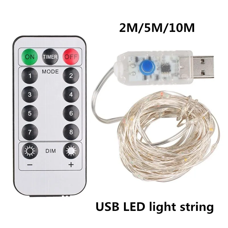 2/5/10m led luzes de fadas corda energia usb decoração festa de casamento natal à prova dwaterproof água estrelado luz corda