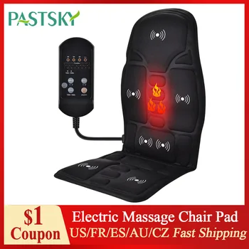 Image Massage Chair Pad Electric Heating Vibrating Cervical Neck Back Body Cushion Massager for Car Home Lumbar Mattress Pain Relief