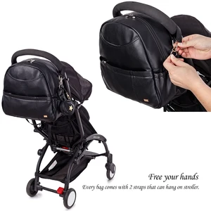 Black Pu Baby Diaper Backpack, Large Capacity, Waterproof Pockets, Mother Bag, Travel Cart, New Fashion Main Main Sales Baby Backpack - №9