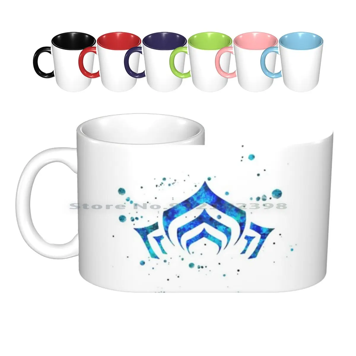 Warframe Logo Watercolor Ceramic Mugs Coffee Cups Milk Tea Mug Warframe Logo Symbol Tenno Lotus Gaming Emblem Gamer Watercolor