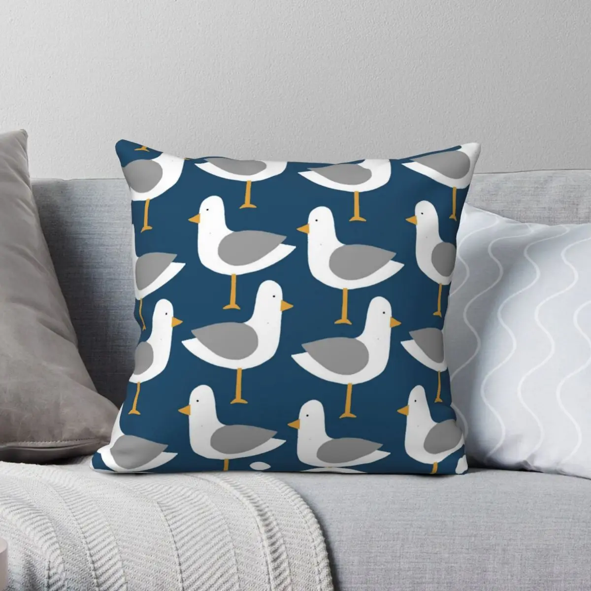 

Seagull 4.0 Square Pillowcase Polyester Linen Velvet Printed Zip Decor Pillow Case Room Cushion Case Wholesale 18"