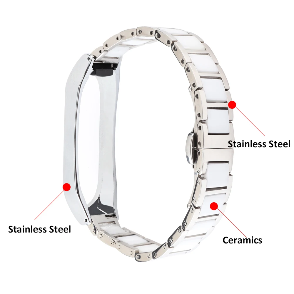 Wristband mi band 8 7 6 5 strap ceramic for Xiaomi Mi band 4 strap bracelet Mi band 3 luxury stainless steel metal accessories