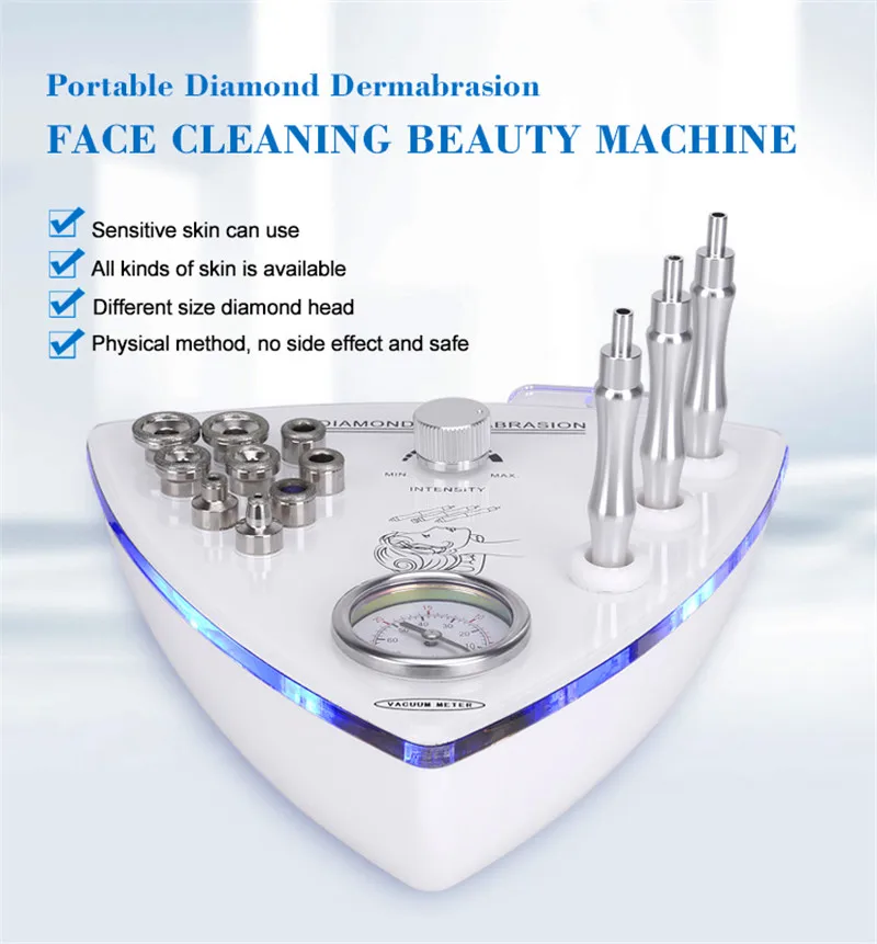 Machine de nettoyage du visage 3 en 1 Diamond MicrodermDelhi, aspirateur de peeling facial, soins de la peau, spa de beauté