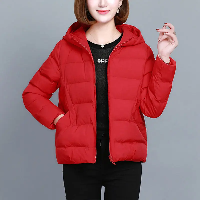 Winter Coats Women\'s Short 2023 New Lightweight Cotton Jackets Loose Outwear  Down Jacket Female Hooded женская куртка