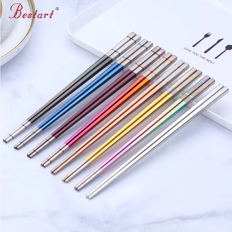 5Pairs Sushi Japanese Acciaio Metal Hashi Chopsticks Set With Gift Box Black Chinese Eating Noodles Food Chop Sticks Tableware