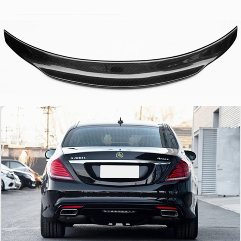 

For Mercedes S-Class W222 4-Door Sedan 2014 -2020 S350 S400 S450 S500 S600 Carbon Fiber Spoiler PSM Style Trunk Lip