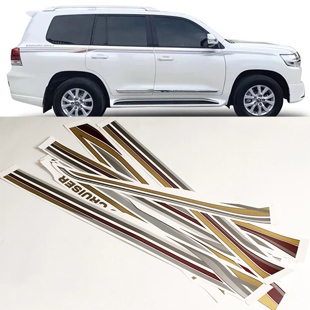 

For Toyota Land Cruiser LC200 2016-2020 Car Long Side Stripes Stickers Auto DIY Sports Styling Decoration Decal Accessories