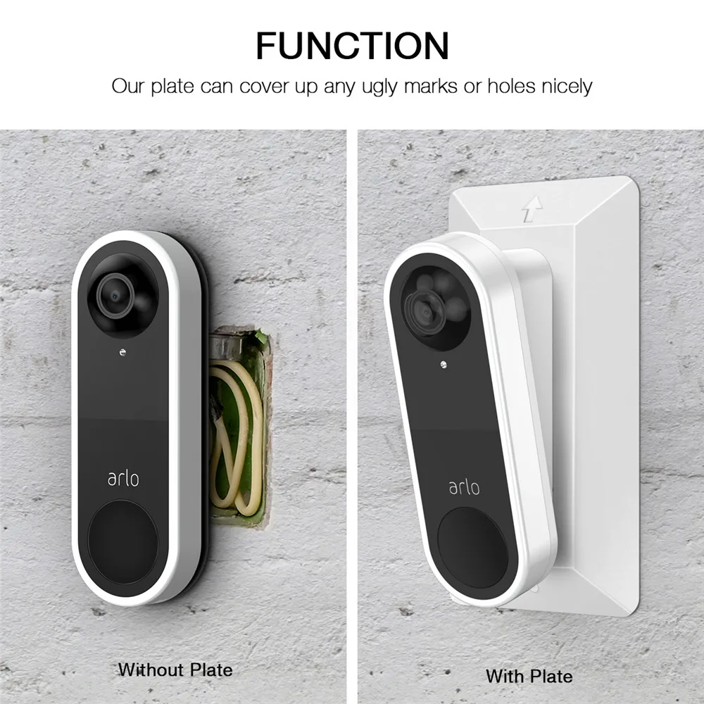 Doorbell Wall Plate for Arlo Video Doorbell,Stylish Sturdy Downward 15 Degree Wedge Bracket with Screws,Durable Easy to Install