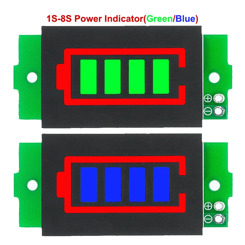 1S-4S-8S Single 3.7V Lithium Battery Capacity Indicator Module 4.2V Blue Display Electric Vehicle Battery Power Tester Li-ion