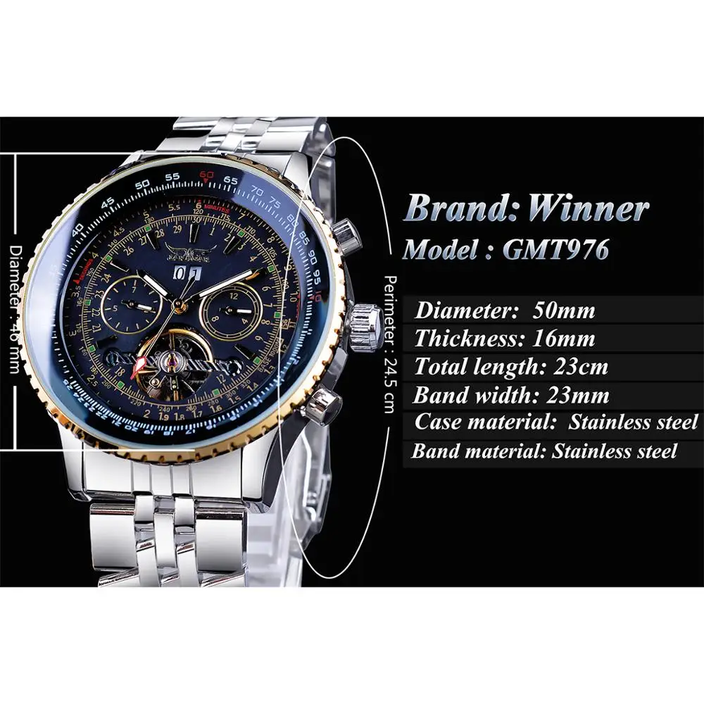 Jaragar 2017 fliegende Serie goldene Lünette Skala Zifferblatt Design Edelstahl Herren uhr Top Marke Luxus automatische mechanische Uhr