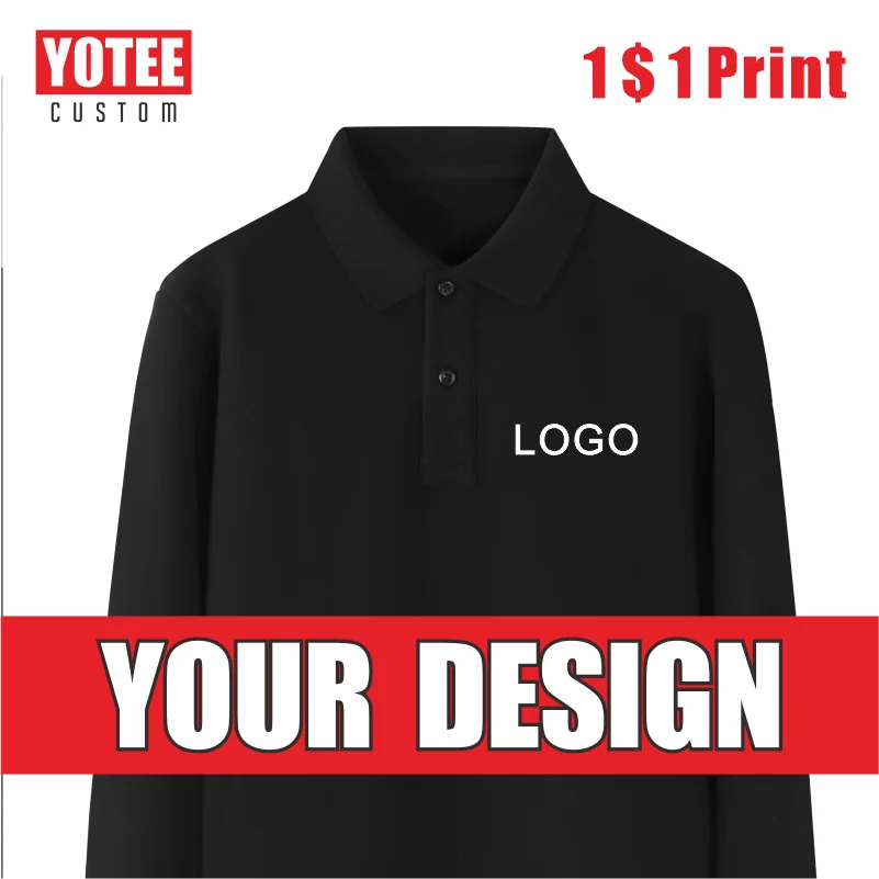 

Yotee High-end Polo Thick Cotton Logo Custom Embroidery Personal Group Polo Shirt Logo Custom Winter