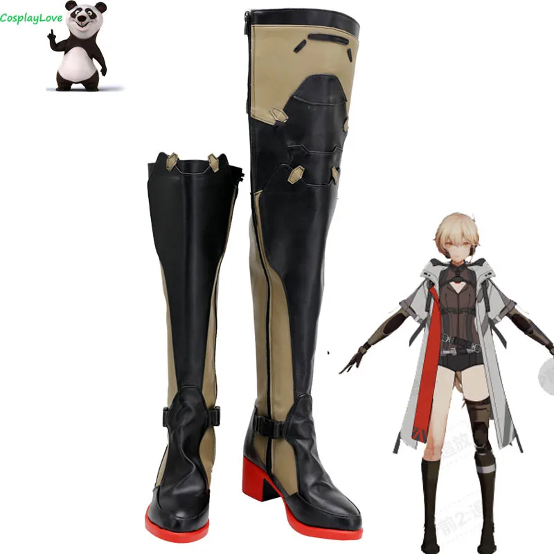 CosplayLove Girls' Frontline Groza OTS-14 Black Cosplay Shoes Long Boots Leather Custom Hand Made For Halloween