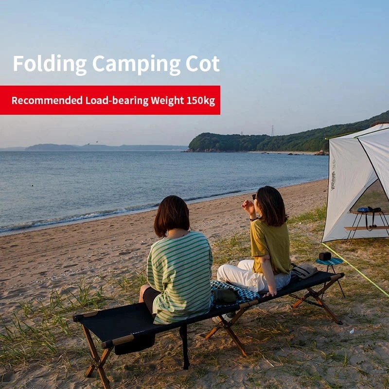 Imagem -03 - Naturehike-folding Camping Cama para Acampamento ao ar Livre Cama Portátil com Rolamento Grão de Madeira Liga de Alumínio Nh19x003-c Ultraleve 150kg