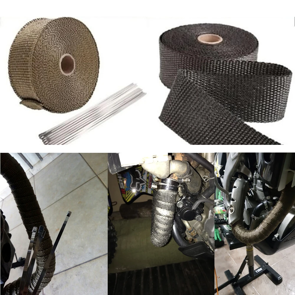 5m Car Motorcycle Header Insulation Cotton Cloth Heat Wrapped Tape Auto Exhaust Pipe Cloth Turbo Glass Fiber Tape