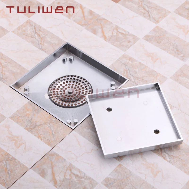 15 centimetri Quadrati In Ottone Scarico A Pavimento Invisibile Drainer Doccia Rifiuti
