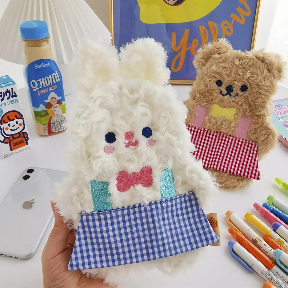 Cute Roll Pencil Case School Pencilcase Kawaii Bear Pen Bag Plush Penal Stationery Box Big Pencilfolder Pouch Kit Cartridge Mini