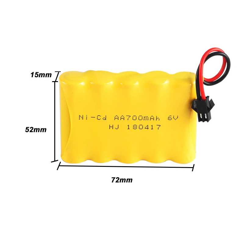 2PCS 6v 700mah AA NI-CD M Lipo Battery for WPL C24 1/16 RC Car Toys Boat Gun Tank Truck Taranis Robot 6V Ni-CD Battery SM Plug