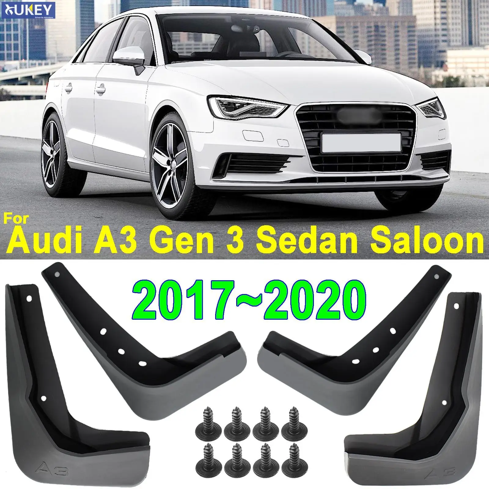 For Audi A3 Sedan Limousine Saloon 2017 - 2021 Mudflaps Mudguards Mud Flaps Splash Guards Fender Liner Front Rear 2018 2019 2020