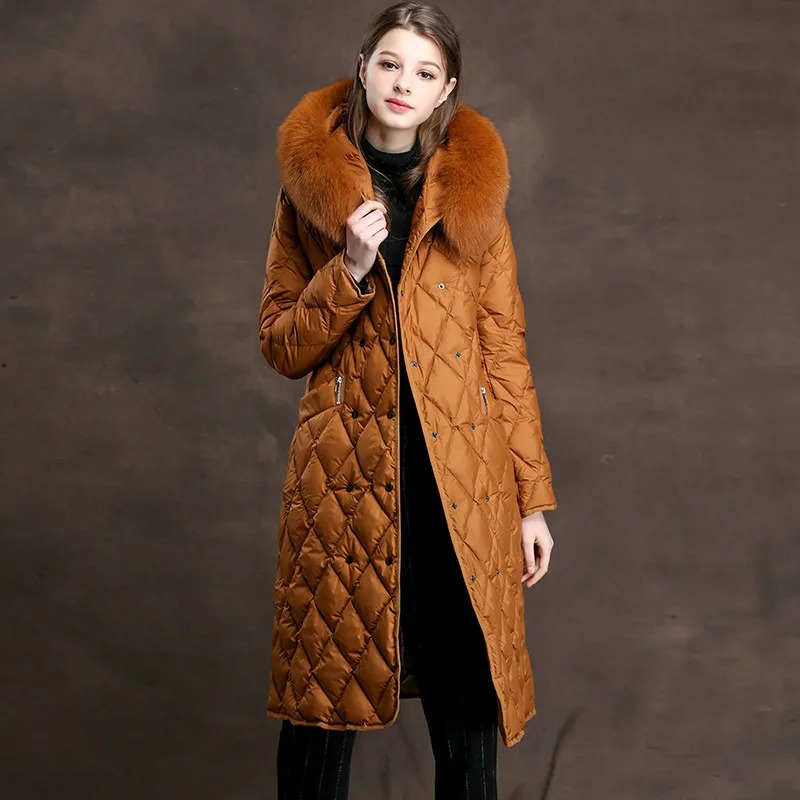 

White Duck Jacket 20% Fox Fur Collar Down Winter Coat Women Warm Parka Casacos XMXD0960 YY1121