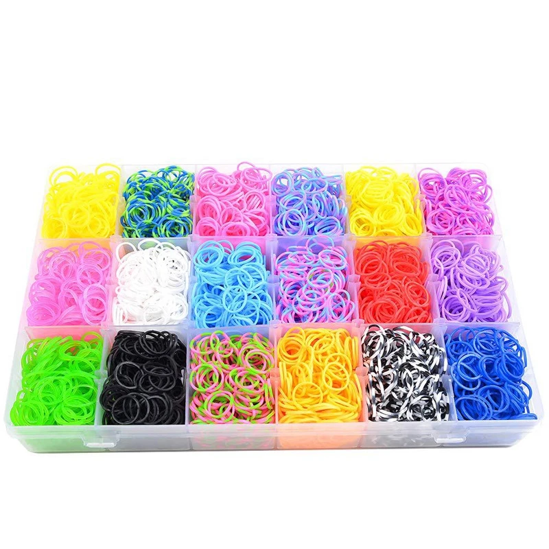 10000Pcs Loom Rubber Bandsชุดลูกปัดของเล่นชุดเครื่องถักHandmade DIYสานสายรุ้งสร้อยข้อมือผู้หญิงของขวัญ