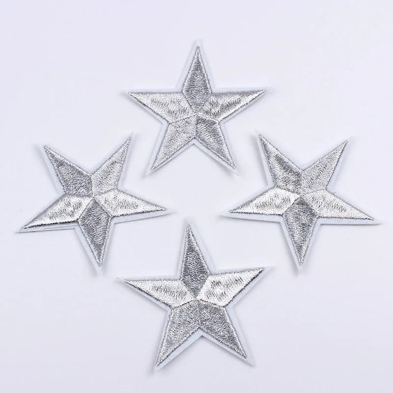 10color 1pc 7.2cm Iron On Gold Star Stickers Embroidery Clothes Stars Patches Sewing Appliques DIY Jeans Coats Shoes Hats Badge