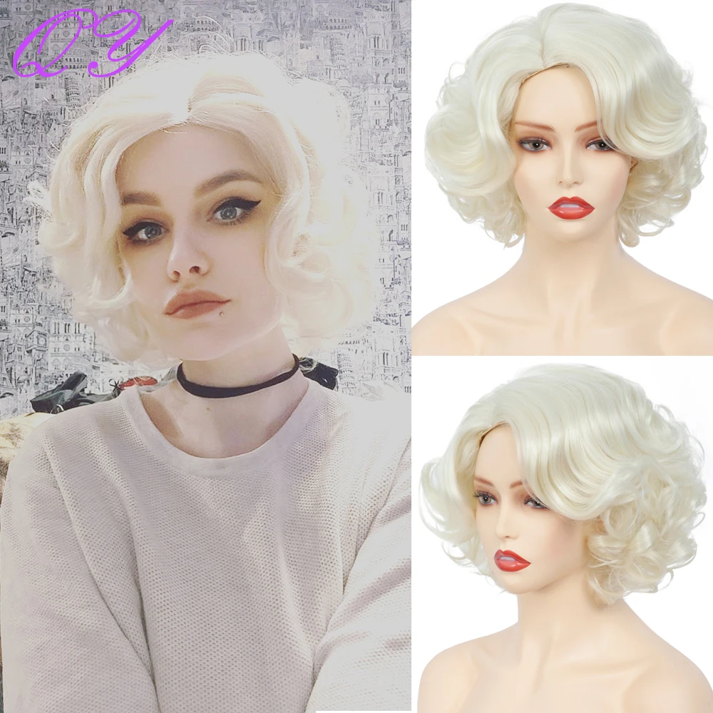 Cosplay Wigs Natural Wigs For Women Short Blonde Wave High Temperature Synthetic Fiber Daily Hair