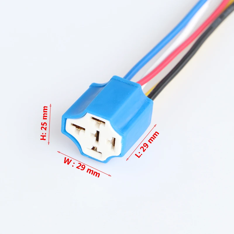 Car Relay Socket 4/5 Pin With Cable Wire Connector Ceramic Quincunx Square 12-24V Universal For Auto Refit Accessories