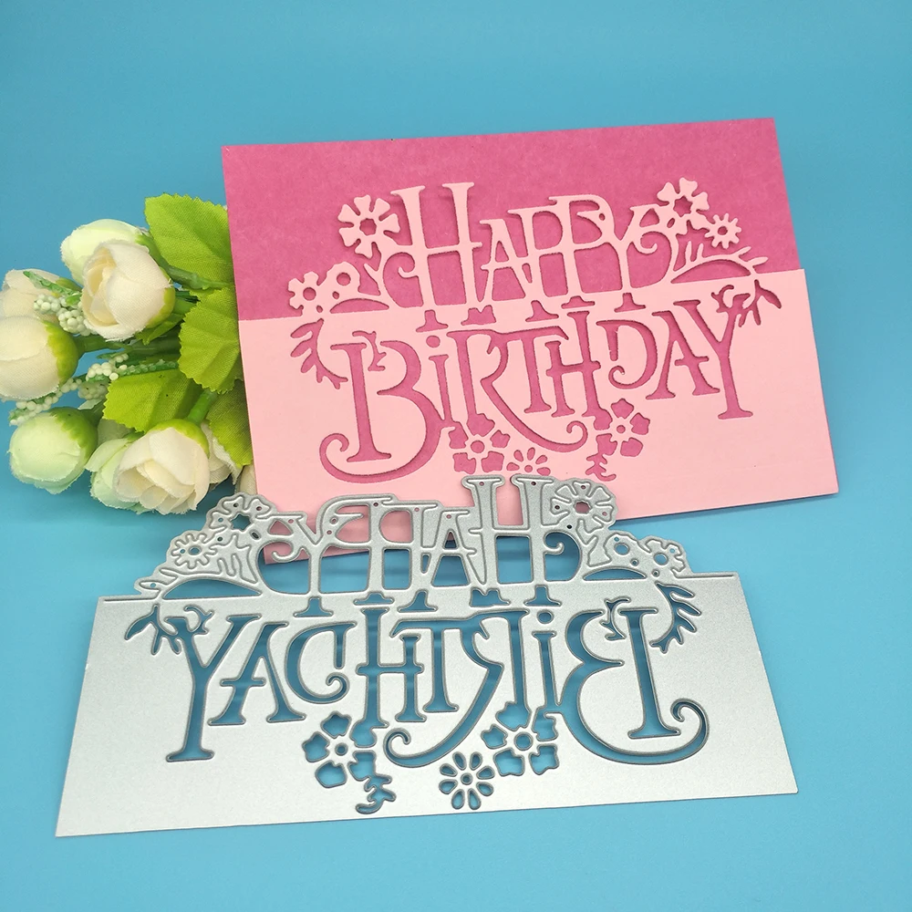 

Happy birthday greeting card metal die-cut paper crafts, scrapbooks, cardboard, photo albums, greeting cards DIY decoration