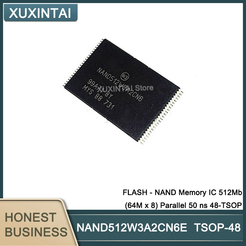 5Pcs/Lot  New Original  NAND512W3A2CN6E NAND512W3A FLASH - NAND Memory IC 512Mb (64M x 8) Parallel 50 ns 48-TSOP