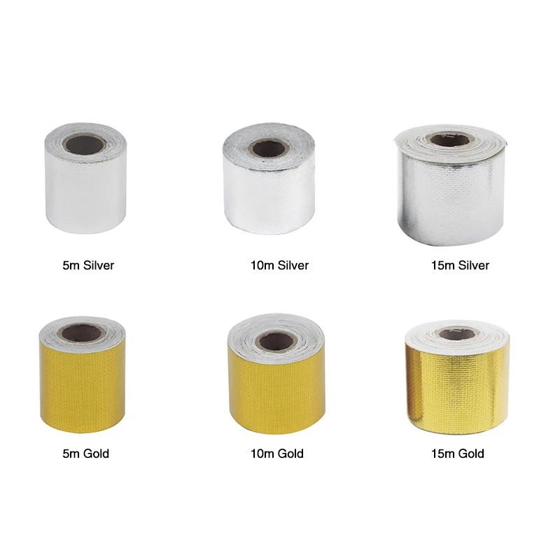 ZSDTRP 5 M/10 M/15 M ท่อไอเสียอลูมิเนียมฟอยล์สูงอุณหภูมิเทปสะท้อนแสงความร้อน Moto รถ Intake Intercooler