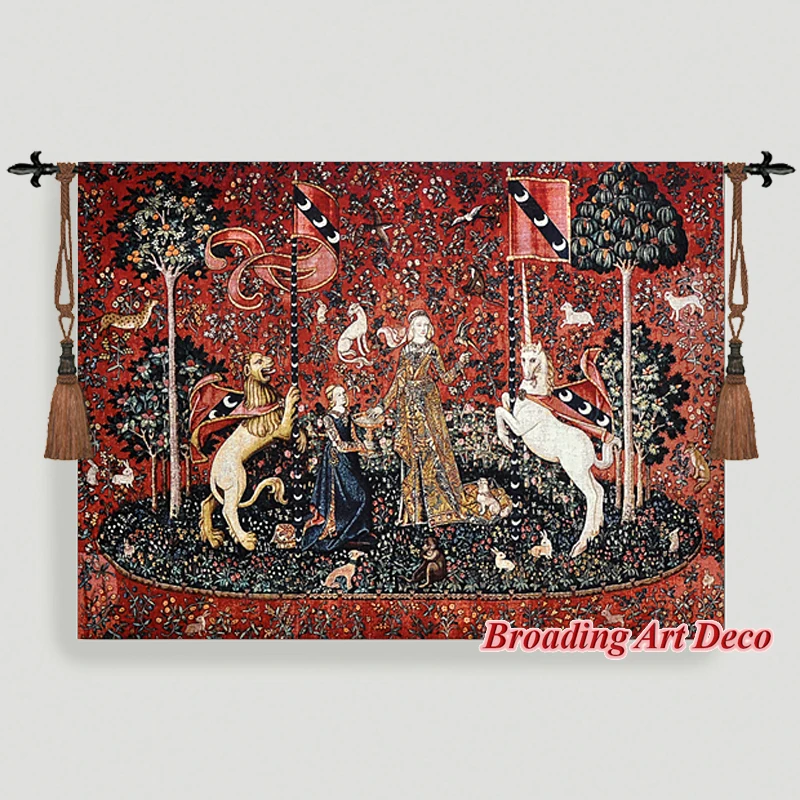 

TASTE - The Lady & the Unicorn Medieval Tapestry Wall Hanging Jacquard Weave Gobelin Home Art Decoration Cotton 100% 140*104cm