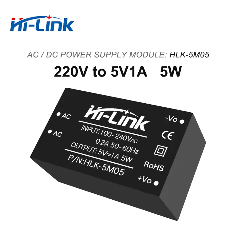 Free shipping Hi-Link HLK-5M05  AC DC converter 220V to 5V  1A 5W  AC to DC isolated smart power module supply