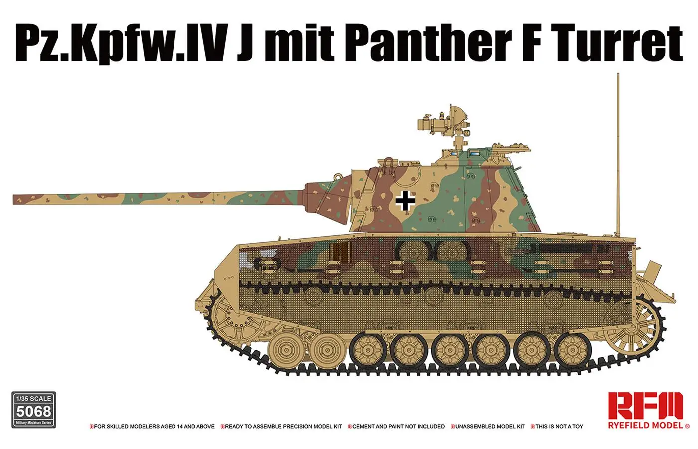 

RYEFIELD RM-5068 1/35 SCALE Pz.Kpfw.IV J mit Panther F Turret MODEL KIT