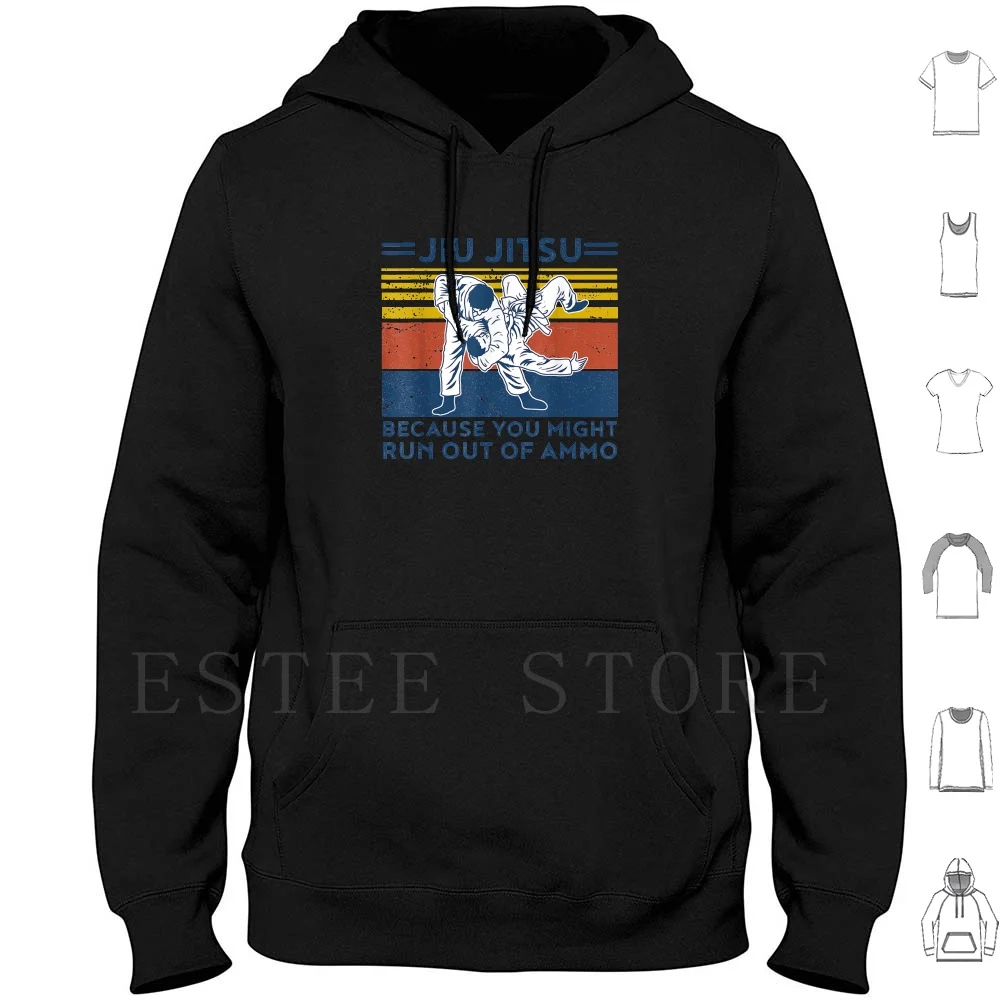 Funny Brazilian Jiu Jitsu | Because You Might Run Out Of Ammo Hoodies Long Sleeve Funny Jiujitsu Jesus Has Your Back