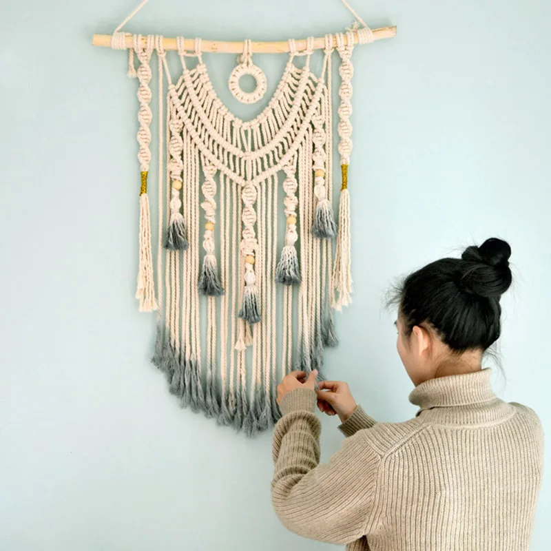 

Wall Hanging Macrame DreamCatcher Hanging Decoration Large Wall Decor Bohemia Woven Tapestry Children's Room Home Decor