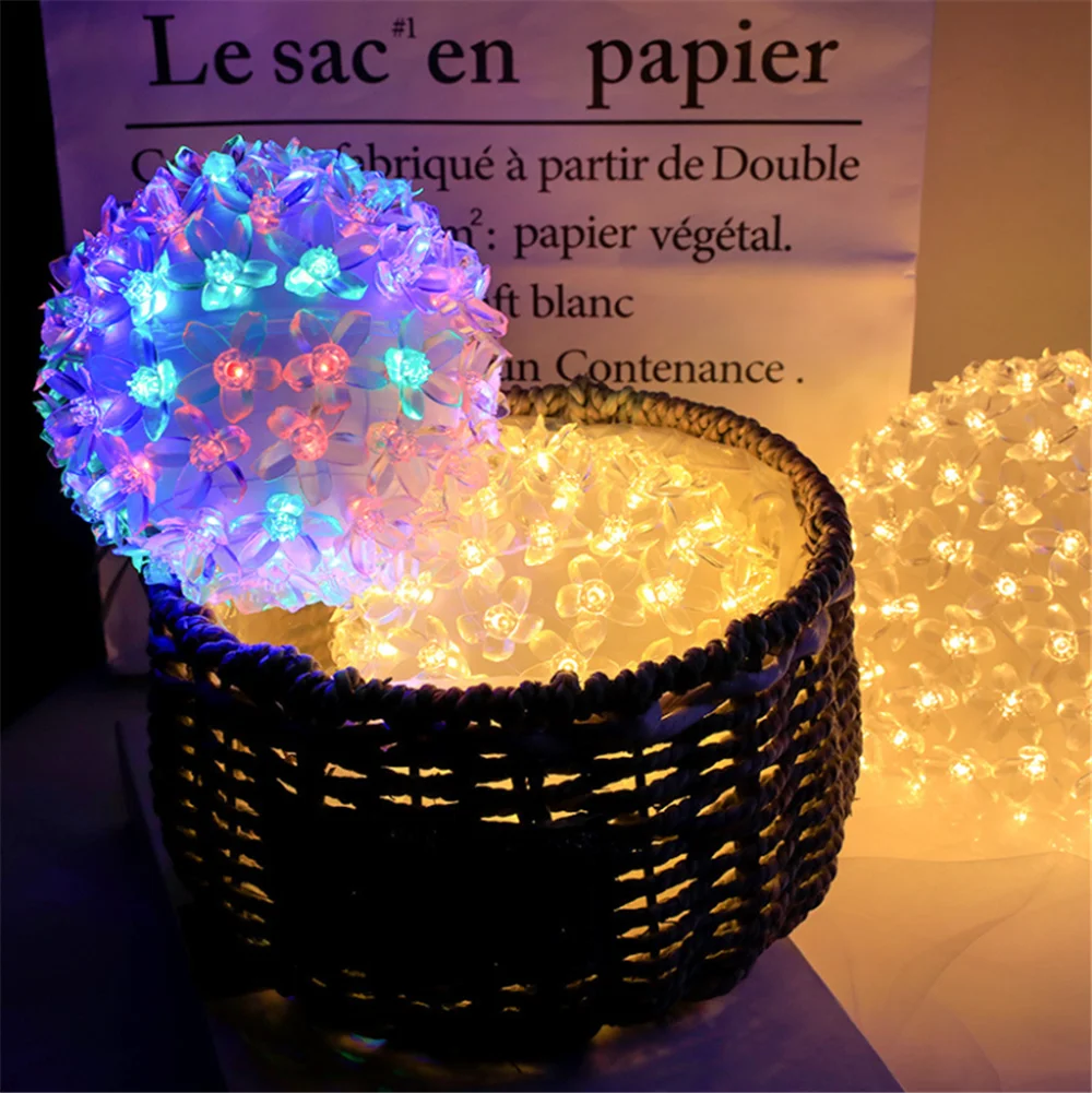 10cm 20cm 25cm LED Waterproof Cherry Blossom Ball Lamp Christmas Decorative Lamp Flower Ball Hanging Lights For Party Home Decor