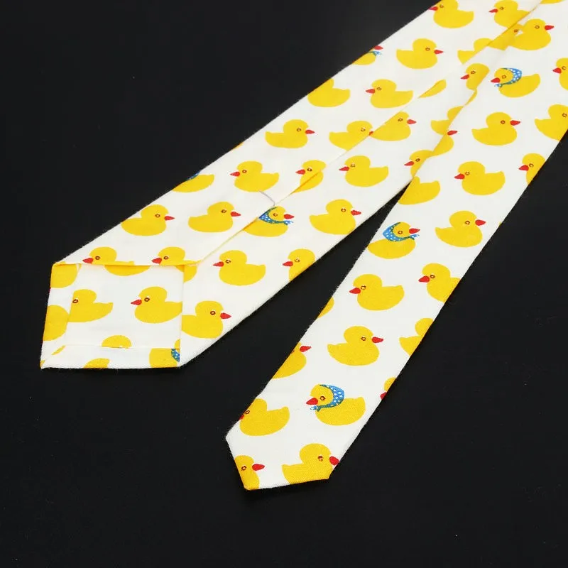 Cotton Men\'s Colourful Tie Duck Dog Fruit Flower Ties Narrow Kids Children Necktie Slim Skinny Cravate Narrow Thick Neckties