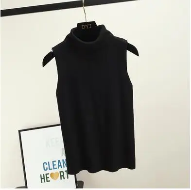 KBAT 2023 Summer Sleeveless Tops Women Knitted Sweater Turtleneck Pullover Female T-shirt Breathable Tee Shirt Knitwear