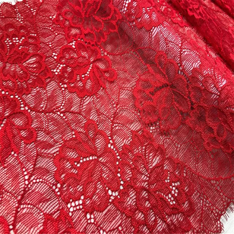 Red Stretch Lace Trim Floral Eyelash Chantilly tessuto di pizzo francese accessori intimo cucito fai da te per lavori di cucito