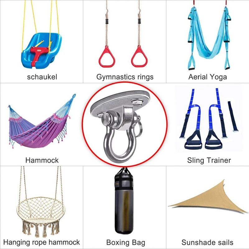 Stainless Steel 304 Heavy Duty Swing Hangers Swing Sets 250Kg Capacity for Swing and Yoga Hammock Chair Sandbag