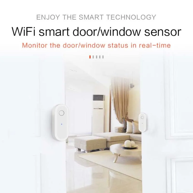 Tuya Smart WiFi Door Sensor Window Sensor Door Magnetic Alarm Detector Independent Magnetic Sensor Work with Alexa Google Home