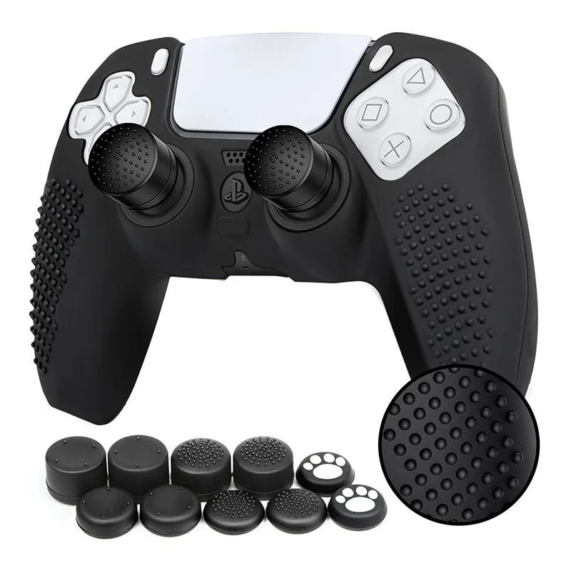 غطاء سيليكون مضاد للانزلاق لجهاز تحكم PS5 لبلاي ستيشن 5 الجلد Dualshock 5 ps5 اكسسوارات الإبهام قبضة المقود قبعات