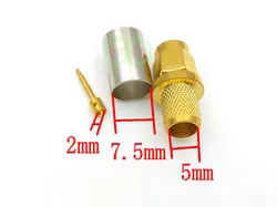 100PCS SMA Male Plug RF Coax Jack Crimp for RG5 RG6 5D-FB H155 LMR300 Cable Straight adapter