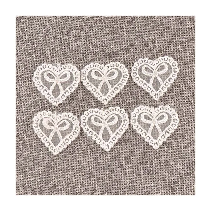 30Pcs Heart Pattern White Lace Fabric Applique Mesh Trim For Garment Accessories Sew On DIY Handmade Wedding Decoration c1728