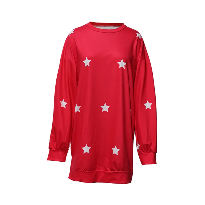 2021 Autumn And Winter Women\'s Loose Plus Size Round Neck Long Sleeve Star Printing Sweater Office Lady Women M6216