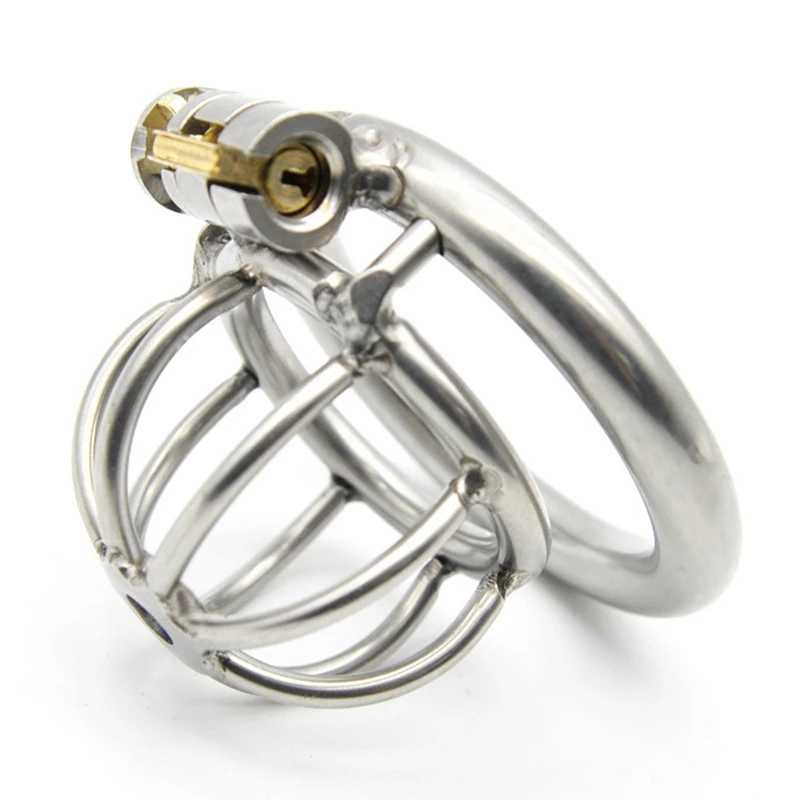 Stainless Steel Male Chastity Device with Anti-off Ring Urethral Catheter,Cock Cage,Penis Rings,Chastity Belt,Sex Toy for Man