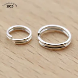 Sterling Silver Double Open Jump Rings, Anel Dividido para Fazer Chaveiros, Acessórios para Achados de Jóias, Real Puro, Sólido, 10Pcs