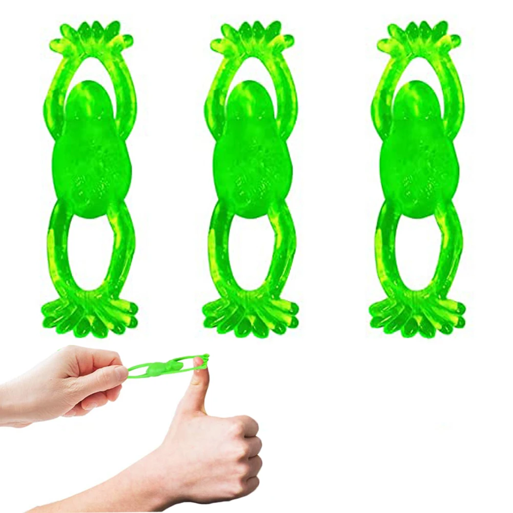 Freeship cheap 48xStretchy Sticky Flying Frog Finger Slingshot Party Favors Favours Pinata Toy Bag Fillers Sticky Toy Kids Gifts