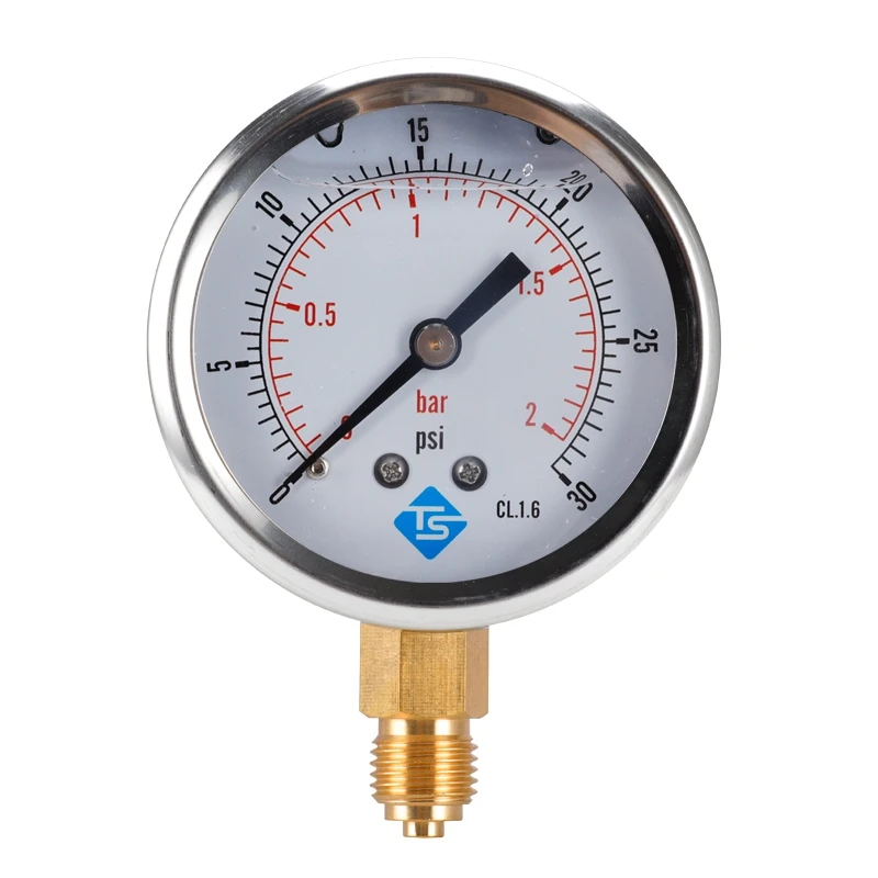 

TS Low Pressure Gauge 0-2Bar,0-30Psi 1/4inch 68mm Dial Hydraulic Water Pressure Gauge Manometer Pressure Measuring Tool