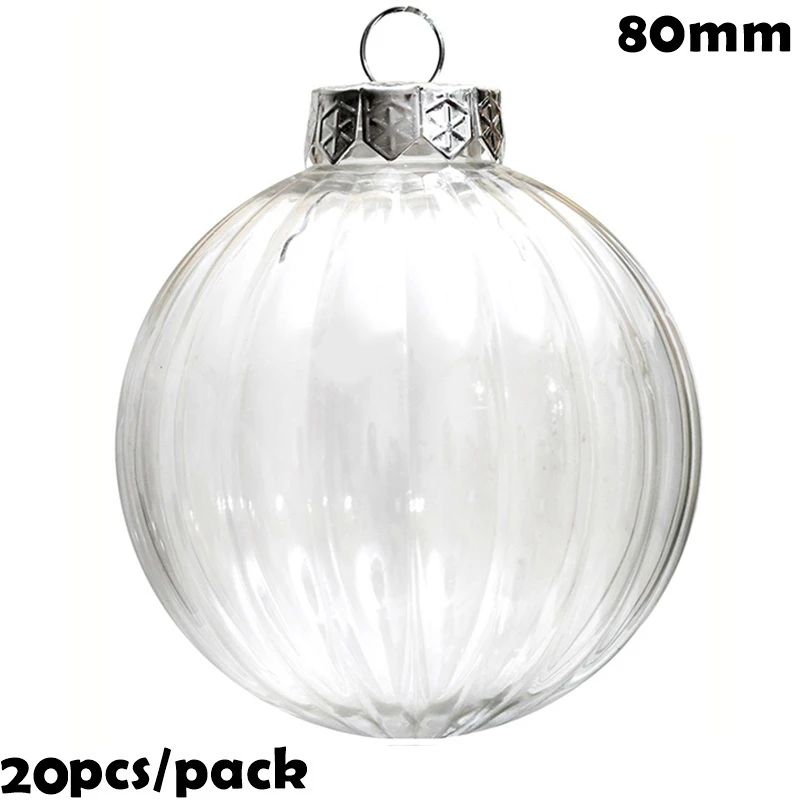 100 Pieces x DIY Paintable/Shatterproof Clear Christmas Decoration Ornament 80mm Fillable Plastic Melon Ball